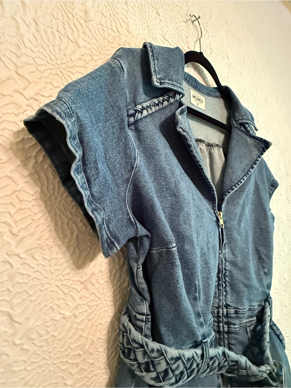 Show Me Your Mumu Outlaw Mini Dress in Tide Blue Denim w/Braided Belt, 3X Plus - Picture 7 of 13